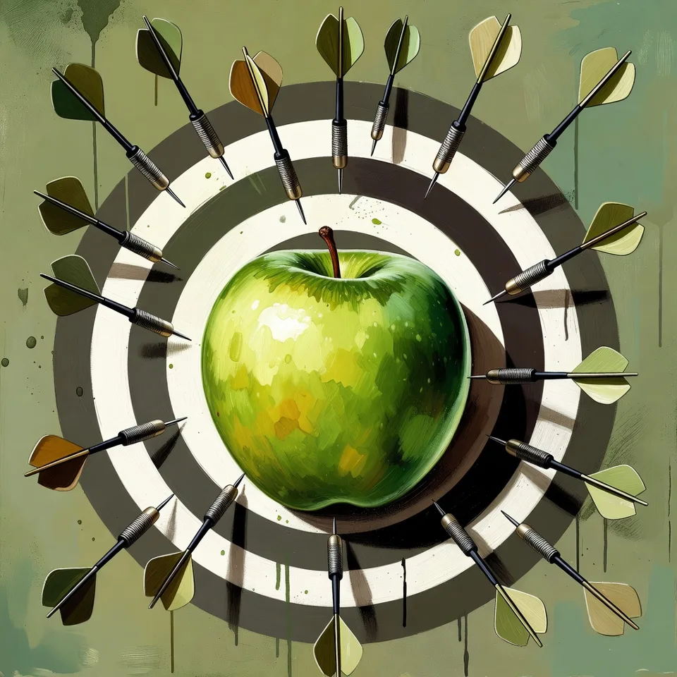 Darts surrounding an apple on a target — illustrating missed compliance risks