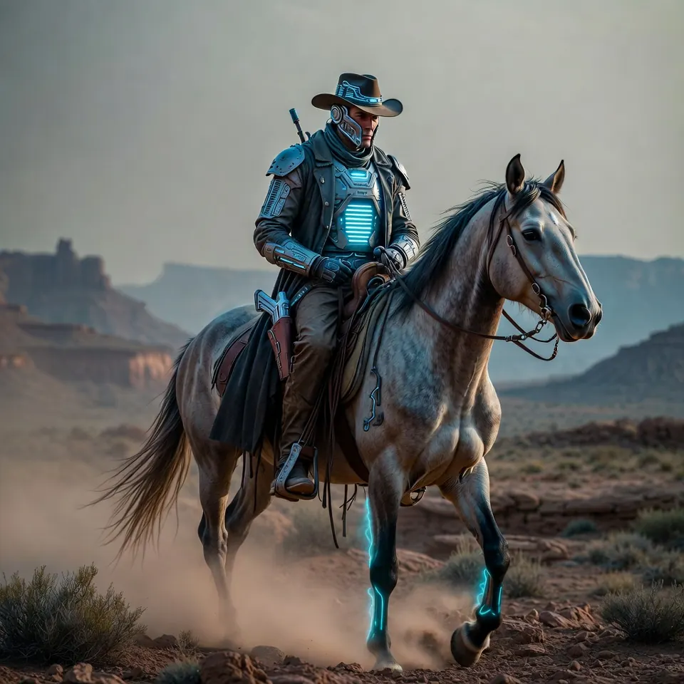 Futuristic cyber cowboy representing modern regulatory enforcement